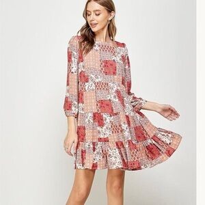 Cute cottagecore boho patchwork babydoll dress women’s large